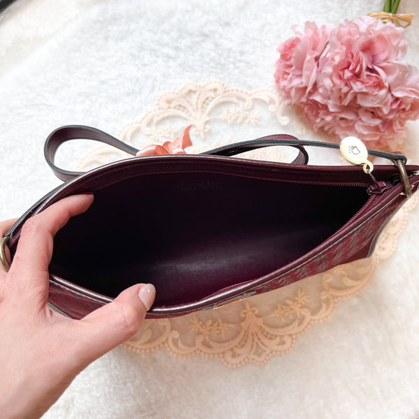 Vintage Dior Trotter Shoulder Bag - Burgundy