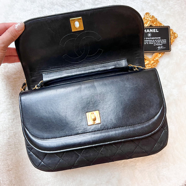 Vintage Chanel Double Flap Bag - Black