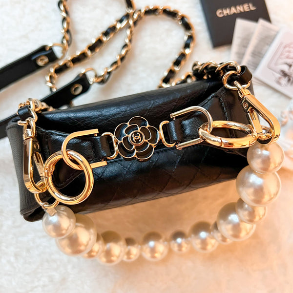 Vintage Chanel Ginza Exclusive Camélia Hand Bag - Black (Limited Edition)