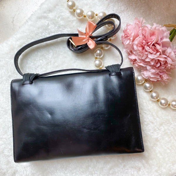 Vintage Loewe 1970s Anagram Goya Bag - Black