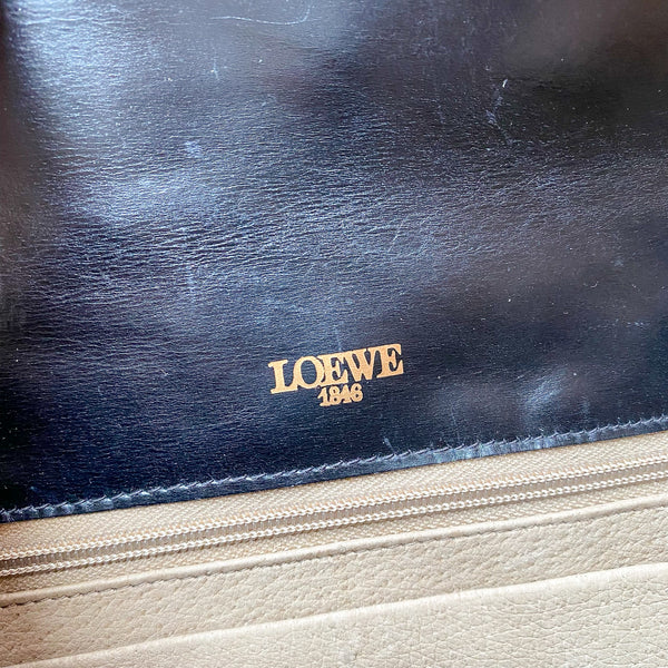 Vintage Loewe 1970s Anagram Goya Bag - Black