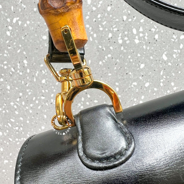 Vintage Gucci Bamboo Medium Top Handle Bag - Black 002