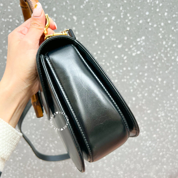 Vintage Gucci Bamboo Medium Top Handle Bag - Black 002