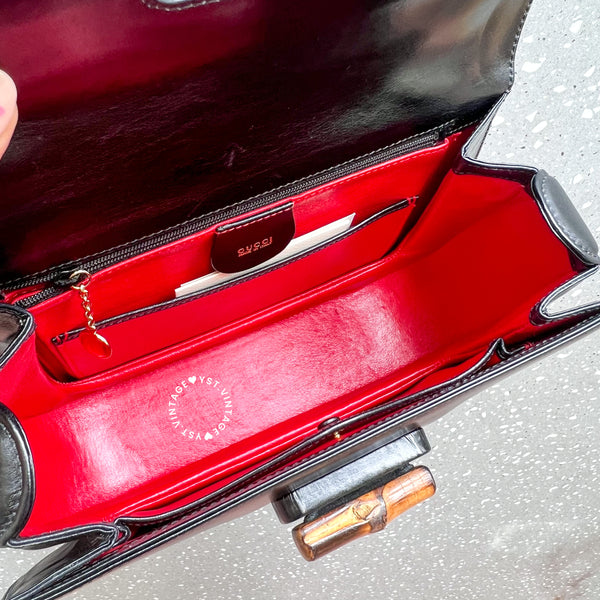 Vintage Gucci Bamboo Medium Top Handle Bag - Black 002