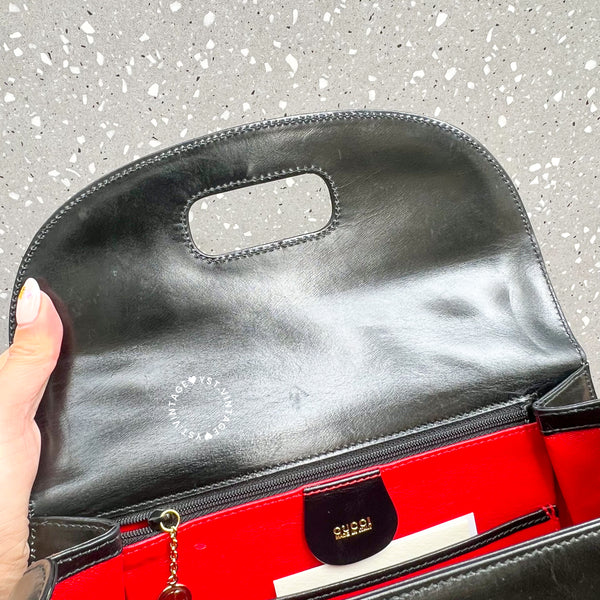 Vintage Gucci Bamboo Medium Top Handle Bag - Black 002