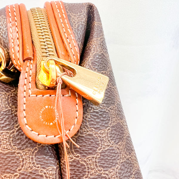 Vintage CELINE Macadam Makeup Bag - Brown 014