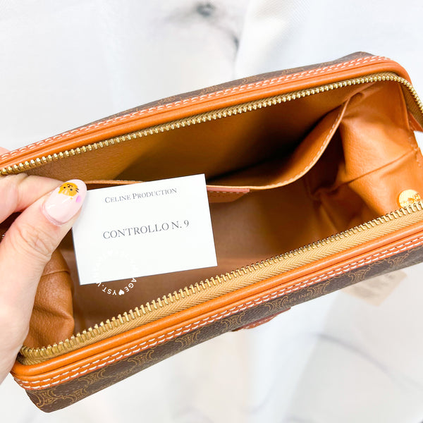 Vintage CELINE Macadam Makeup Bag - Brown 014