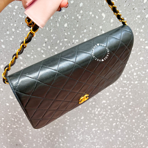 Vintage Chanel Push Lock Flap Bag - Black*Gold