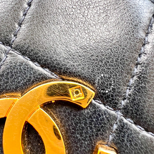 Vintage Chanel Push Lock Flap Bag - Black*Gold
