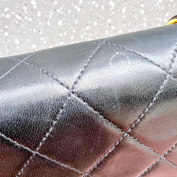 Vintage Chanel Push Lock Flap Bag - Black*Gold