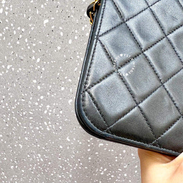 Vintage Chanel Push Lock Flap Bag - Black*Gold