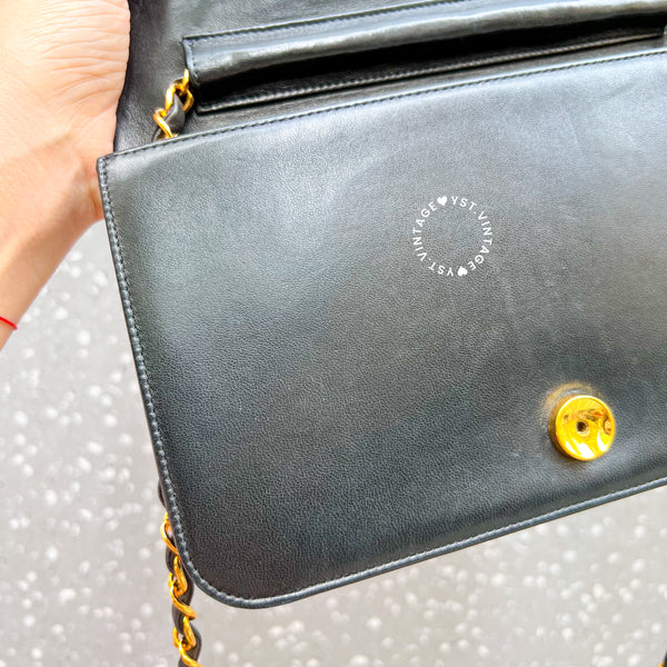 Vintage Chanel Push Lock Flap Bag - Black*Gold