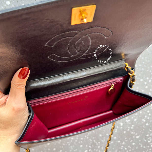 Vintage Chanel Push Lock Flap Bag - Black*Gold
