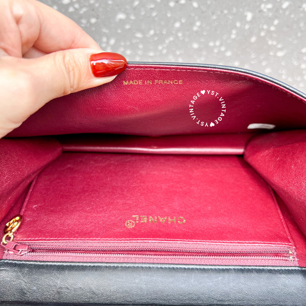 Vintage Chanel Push Lock Flap Bag - Black*Gold