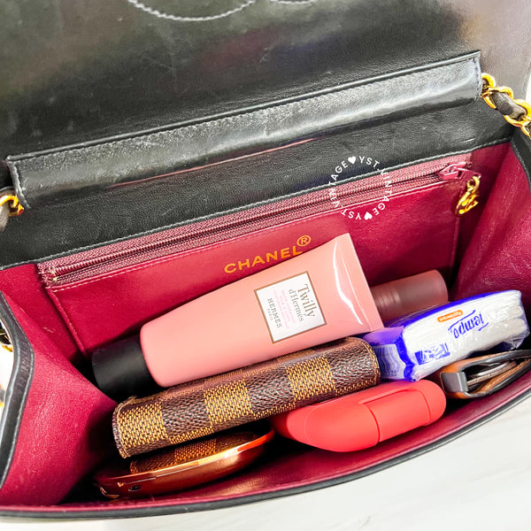 Vintage Chanel Push Lock Flap Bag - Black*Gold