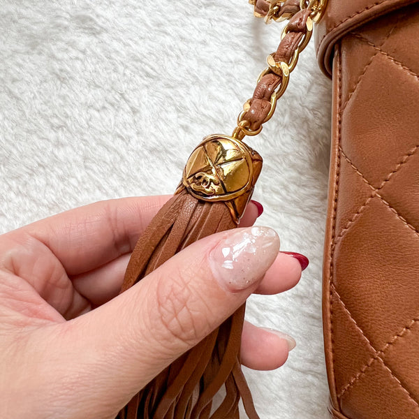 Vintage Chanel Vanity Bag with Tassel - Caramel Latte