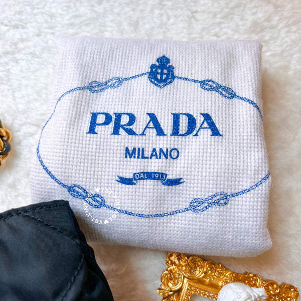 Vintage Prada Quilted Nylon & Saffiano Shoulder Bag - Black*Gold