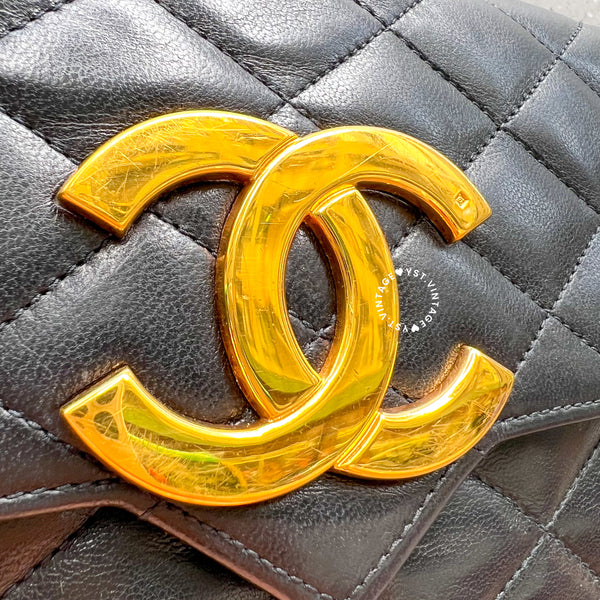 【12.12 中古拍賣】Vintage Chanel Big Coco Mark Flap Bag - Black*Gold