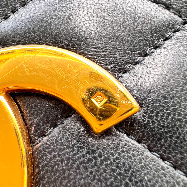【12.12 中古拍賣】Vintage Chanel Big Coco Mark Flap Bag - Black*Gold