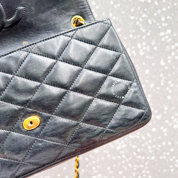 【12.12 中古拍賣】Vintage Chanel Big Coco Mark Flap Bag - Black*Gold