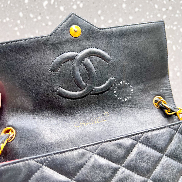 【12.12 中古拍賣】Vintage Chanel Big Coco Mark Flap Bag - Black*Gold