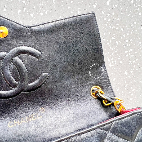 【12.12 中古拍賣】Vintage Chanel Big Coco Mark Flap Bag - Black*Gold