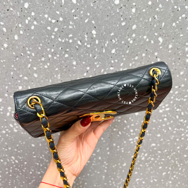 【12.12 中古拍賣】Vintage Chanel Big Coco Mark Flap Bag - Black*Gold