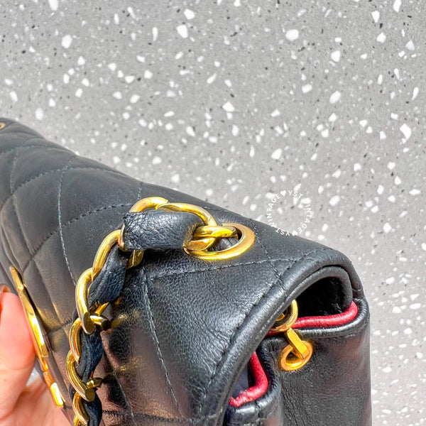 【12.12 中古拍賣】Vintage Chanel Big Coco Mark Flap Bag - Black*Gold