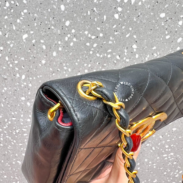 【12.12 中古拍賣】Vintage Chanel Big Coco Mark Flap Bag - Black*Gold