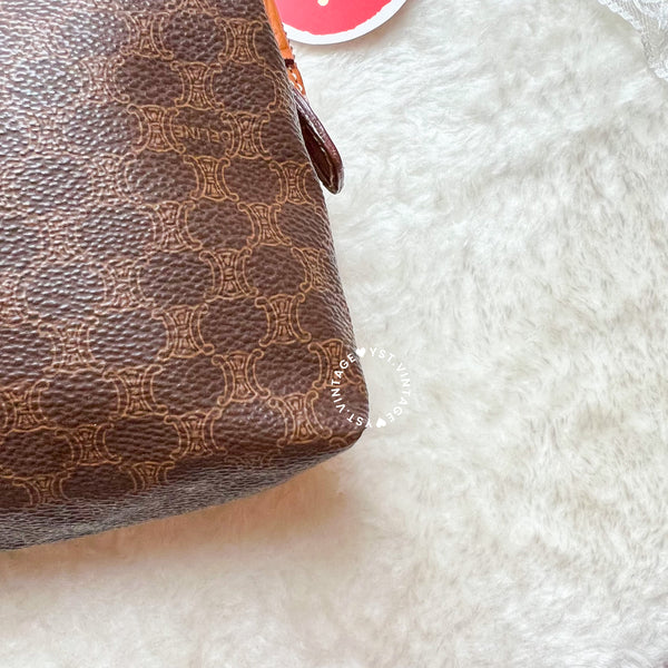 Vintage CELINE 1990s Macadam Makeup Bag - Brown 007