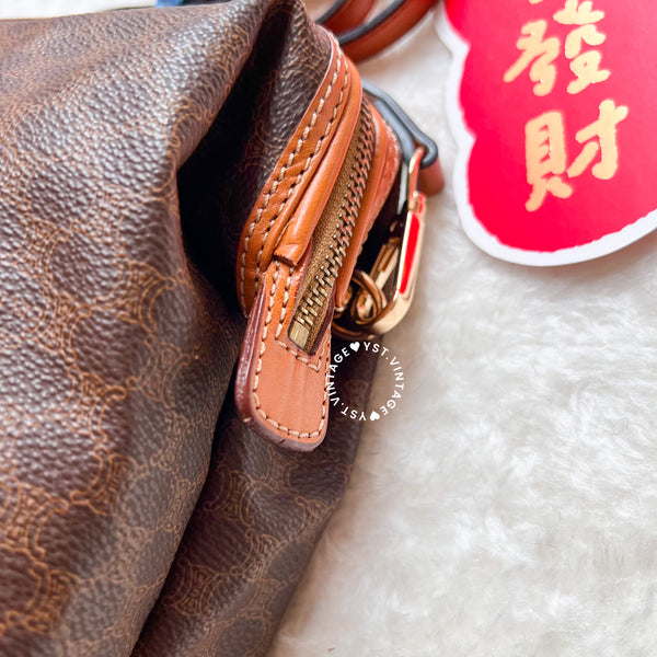 Vintage CELINE 1990s Macadam Makeup Bag - Brown 007