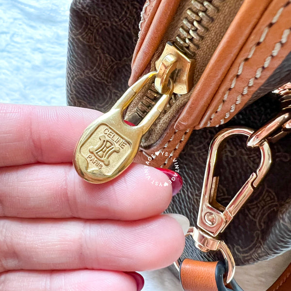 Vintage CELINE 1990s Macadam Makeup Bag - Brown 007