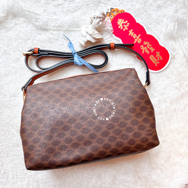 Vintage CELINE 1990s Macadam Makeup Bag - Brown 007