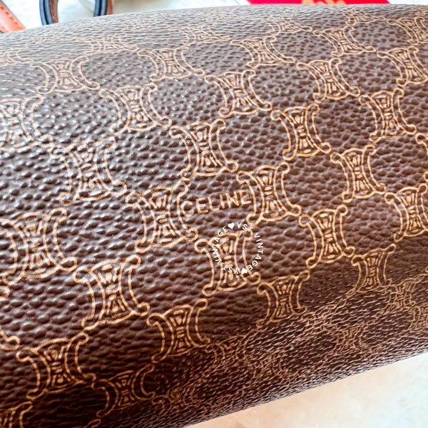 Vintage CELINE 1990s Macadam Makeup Bag - Brown 007