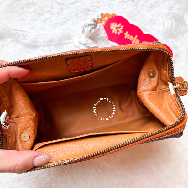 Vintage CELINE 1990s Macadam Makeup Bag - Brown 007