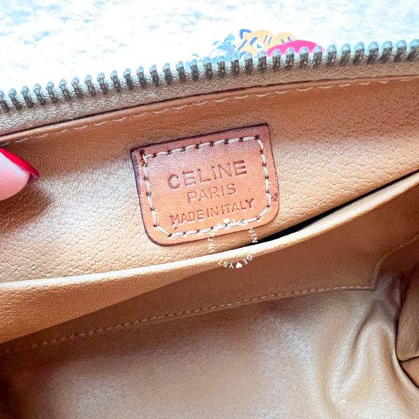 Vintage CELINE 1990s Macadam Makeup Bag - Brown 007
