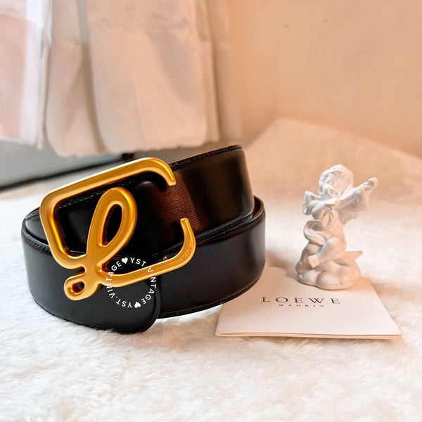 Vintage Loewe L Belt - Black/Brown