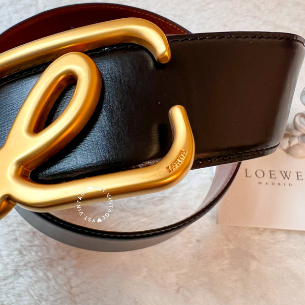 Vintage Loewe L Belt - Black/Brown