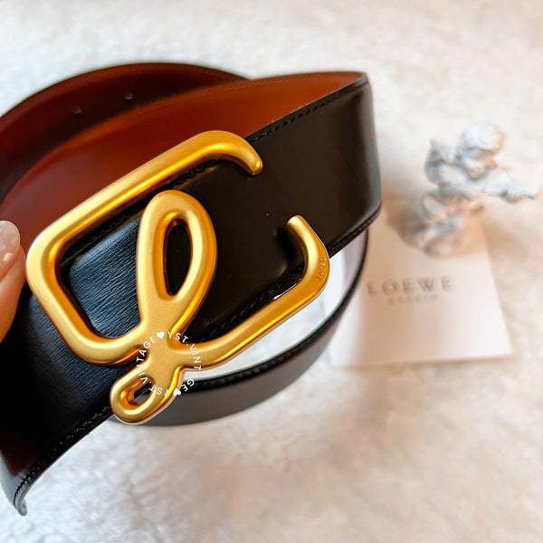 Vintage Loewe L Belt - Black/Brown