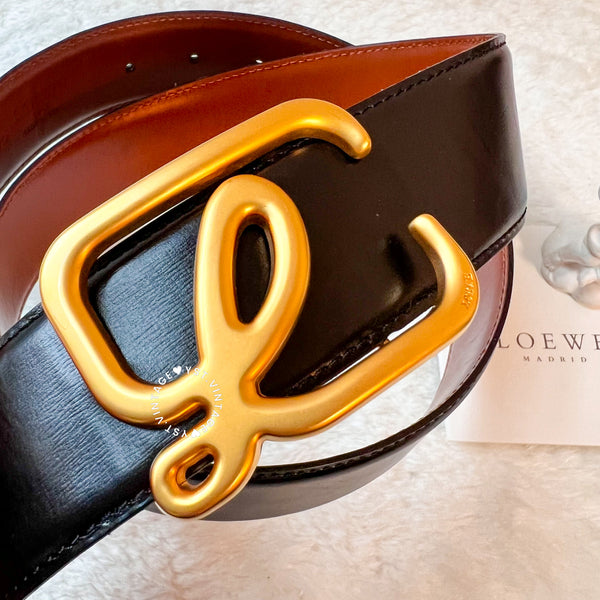 Vintage Loewe L Belt - Black/Brown