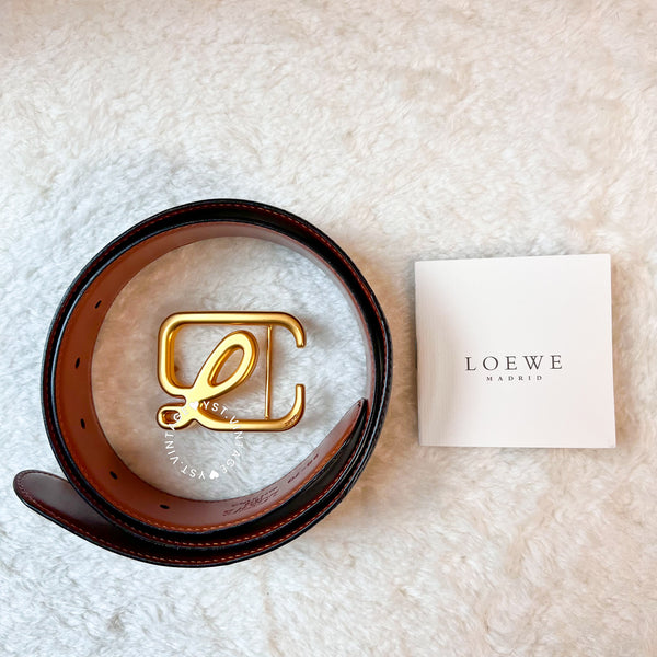 Vintage Loewe L Belt - Black/Brown