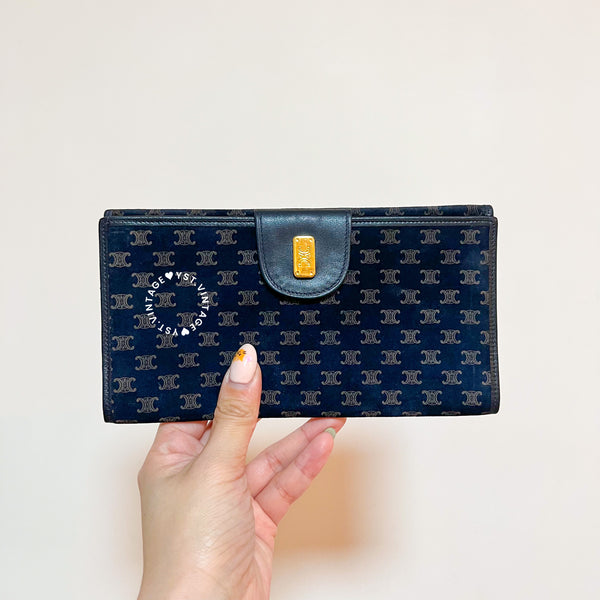 Vintage CELINE Macadam Long Wallet - Navy