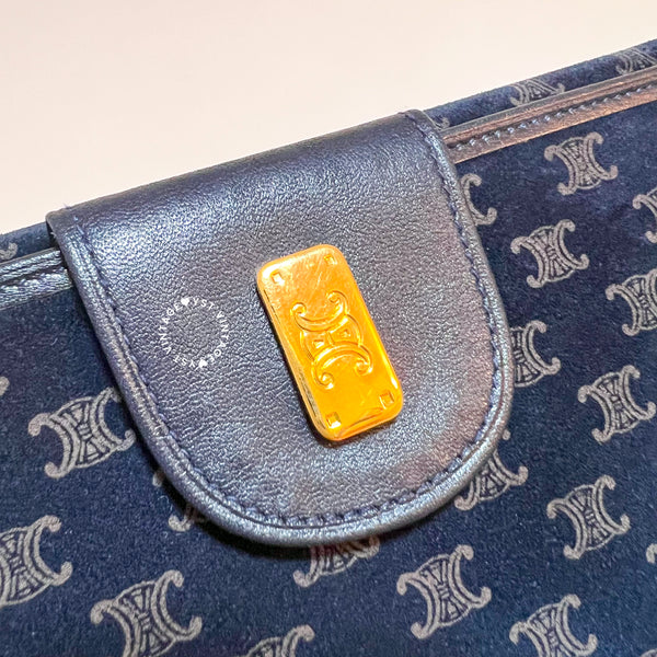 Vintage CELINE Macadam Long Wallet - Navy