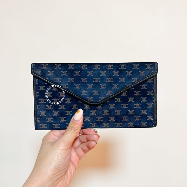 Vintage CELINE Macadam Long Wallet - Navy