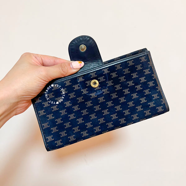 Vintage CELINE Macadam Long Wallet - Navy
