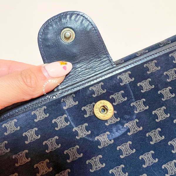 Vintage CELINE Macadam Long Wallet - Navy