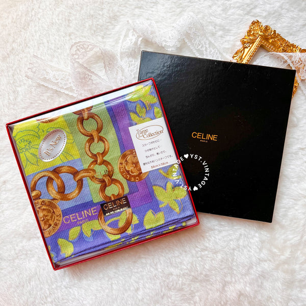 Vintage CELINE Scarf/ Handkerchief With Box (Code: 034100)