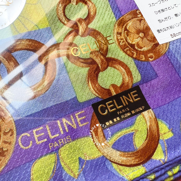 Vintage CELINE Scarf/ Handkerchief With Box (Code: 034100)