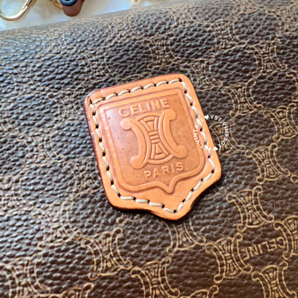 Vintage CELINE 1990s Macadam Makeup Bag - Brown 010