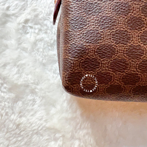 Vintage CELINE 1990s Macadam Makeup Bag - Brown 010